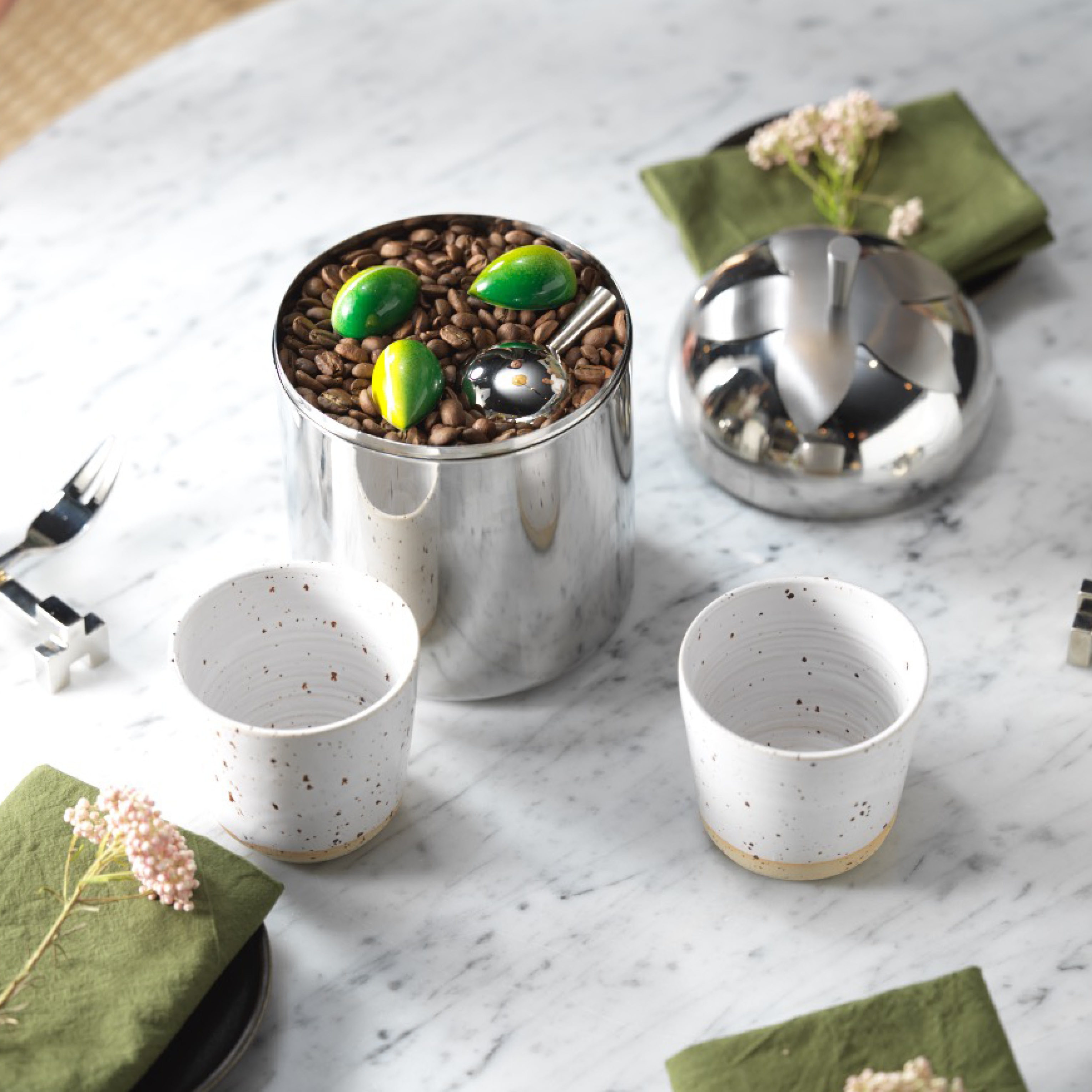 Blad Te-och Kaffeburkar Stål