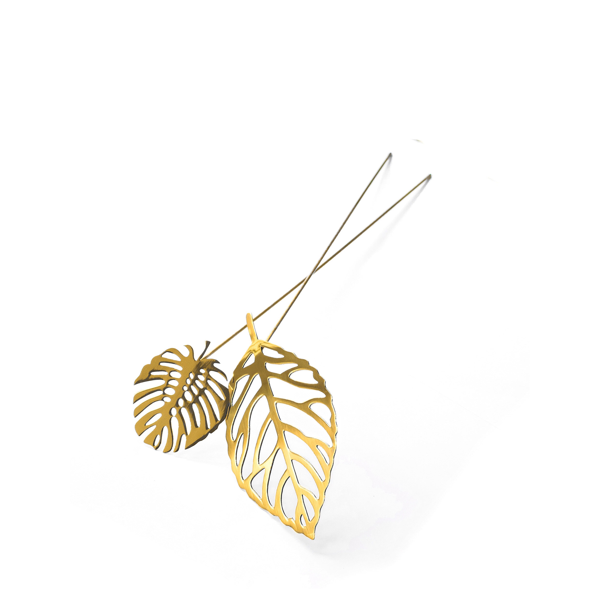 Brass Leaves Wood 2-pack